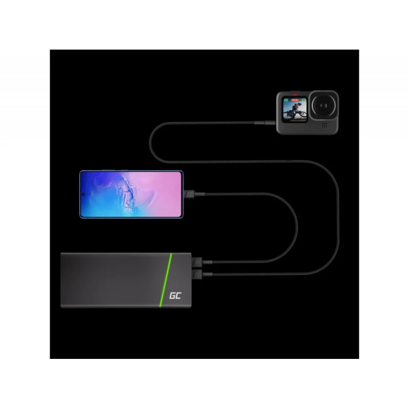 USB-Kabel Green Cell KABGC22 USB 2.0 1,2 m USB A USB C Schwarz