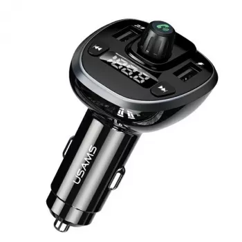 USAMS US-CC115 C21 Auto-FM-Transmitter mit Dual-USB-Ladegerät, Bluetooth 5.0, 3,4 A, Schwarz
