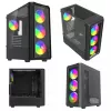 Savio Noctis Glass RGB Cube PC-Gehäuse, ATX/Micro-ATX/Mini-ITX, Front aus Hartglas, RGB-Lüfter, schwarz
