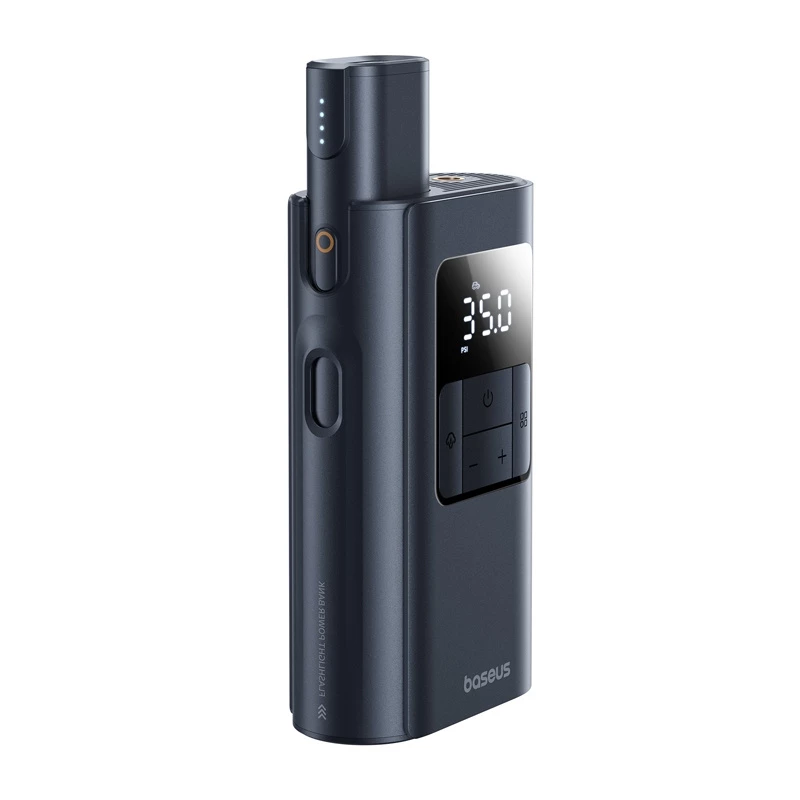 Baseus PrimeTrip VA1 tragbarer Reifenfüller, 75 W, 2-in-1 mit Taschenlampe und 6000-mAh-Powerbank, Schwarz