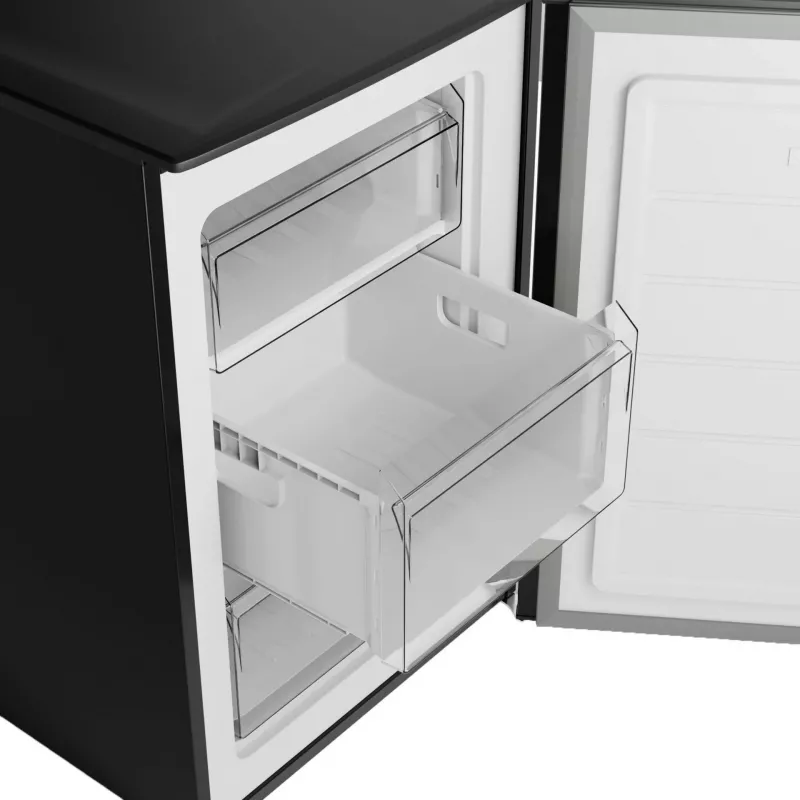 Bomann GS 7253 Gefrierschrank, 87 Liter, Energieeffizienzklasse C, Klimaklasse SN-T, Türanschlag wechselbar, Edelstahl-Optik dunkel, schwarz