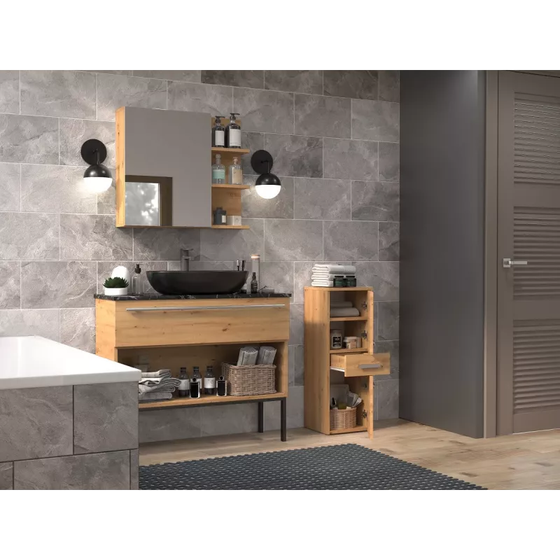 Top E Shop NEL V DDS ARTISAN Badezimmer-Aufbewahrungsschrank, Eiche