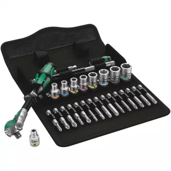 Wera Zyklop Speed 8100 SA 6 Knarrensatz mit Bit- und Steckschlüsseleinsätzen, 28-teilig