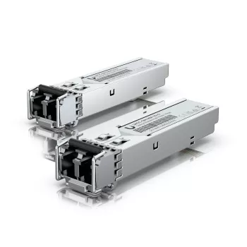 Ubiquiti SFP-Transceiver, der die Verwendung von Multimode-Faser mit einem Duplex-LC-UPC-Stecker unterstützt. (UACC-OM-MM-1G-D)
