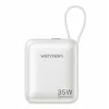 Vention FHEN0 Powerbank, 10000 mAh, 35 W, integriertes USB-C-Kabel, Beige