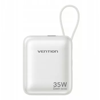 Vention FHEN0 Powerbank, 10000 mAh, 35 W, integriertes USB-C-Kabel, Beige