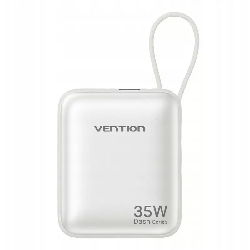 Vention FHEN0 Powerbank, 10000 mAh, 35 W, integriertes USB-C-Kabel, Beige