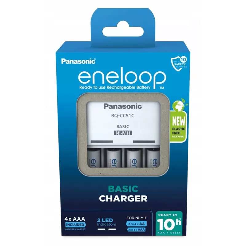 Battery charger PANASONIC Eneloop Basic BQ-CC51 + 4x AAA 800 mAh (K-KJ51MCD04E)