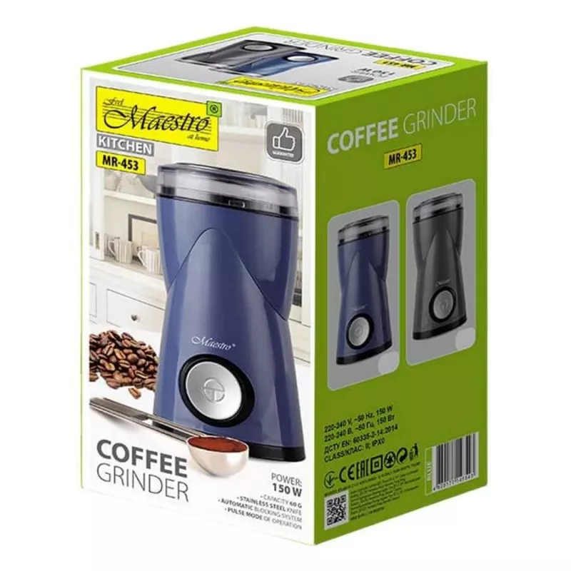 Feel-Maestro MR-453-Blau Kaffeemühle Messermühle 150 W