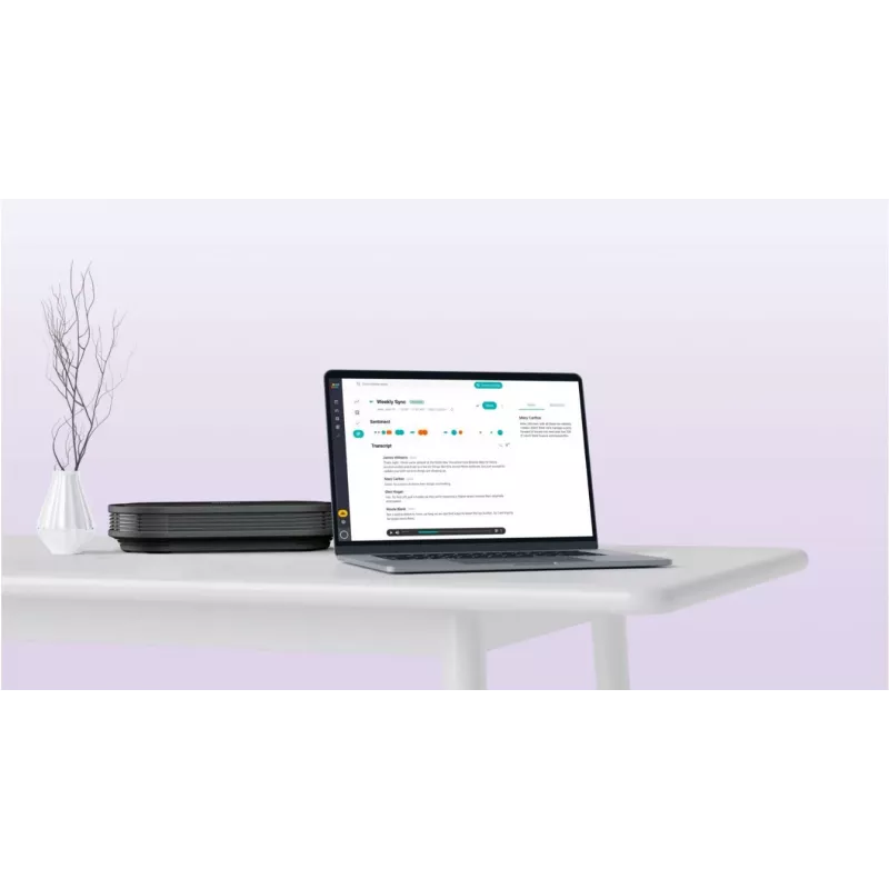 Philips PSE0501 Smart Meeting kabelloses Konferenzmikrofon mit Meeting-Assistent Sembly, USB-C, Schwarz/Grau