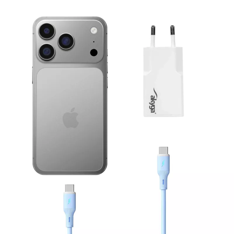 Akyga AK-CH-32 flaches GaN-USB-C-Ladegerät 65 W, 2 x USB-C PD, Weiß