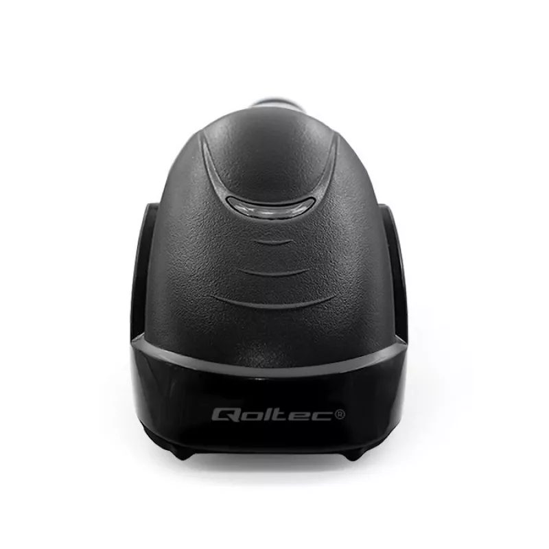 Qoltec 50853 Hand-Laser-Barcodescanner 1D/2D, kabelgebunden USB, 1,65 m Kabel, 97x65x167 mm, 105 g, Schwarz