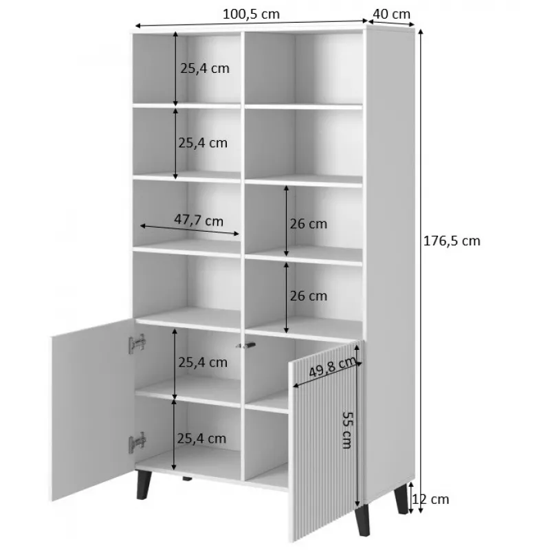 Shelving unit PAFOS 100x40x176.5 cm weiß matt