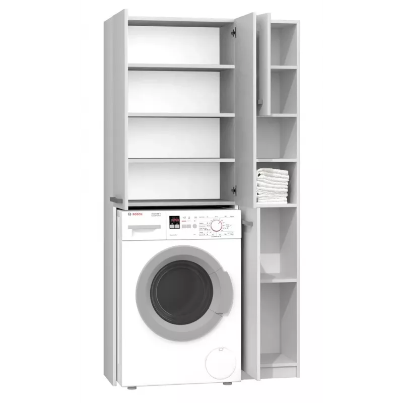 Badezimmer-Standschrank Top-E-Shop MARPOL DD BI – freistehend, weiß, 10 Einlegeböden