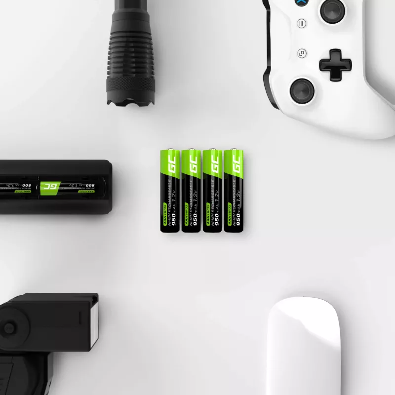 Wiederaufladbare Batterie Green Cell GR03 AAA NiMH 1,2 V 950 mAh – 4er-Pack, Blister