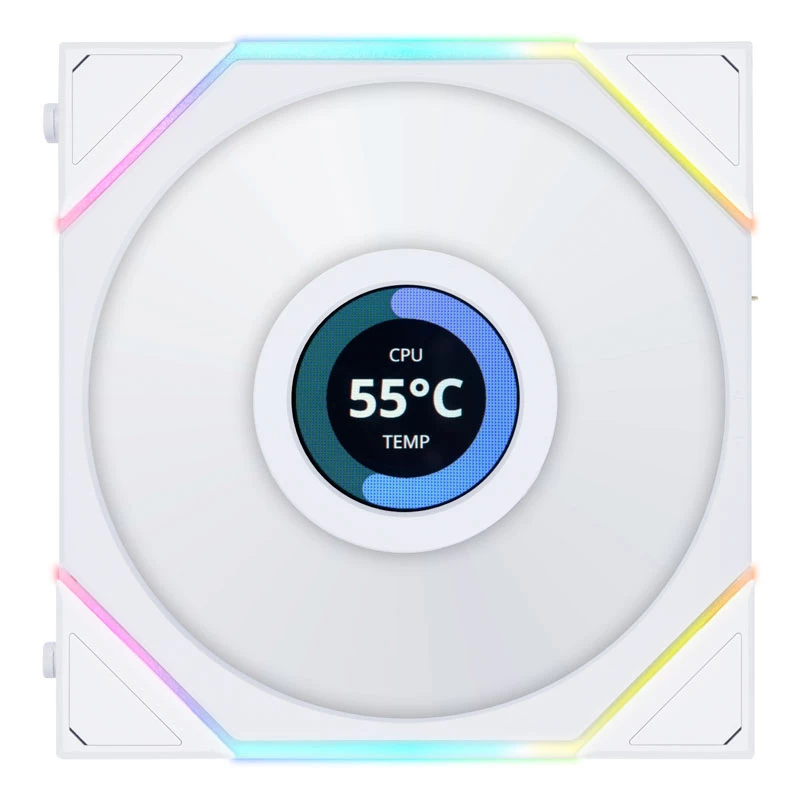 LIAN LI UNI FAN TL LCD 120mm ARGB Gehäuselüfter - Weiß 3er-Pack
