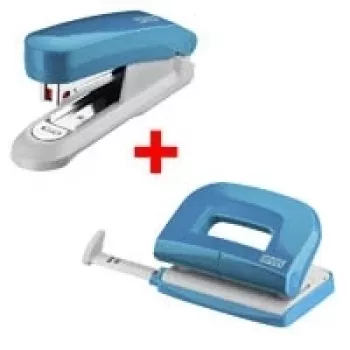 Locher- und Heftgerät-Set NOVUS E210 E15 petrol — manueller Locher und Tischheftgerät im Kombi-Set