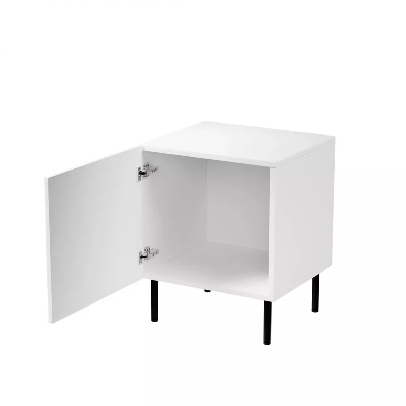 Nachttisch Cama Meble JUNGLE 53,5×40,5×44 cm weiß matt, MDF & Spanplatte, schwarze Beine, 2er-Set