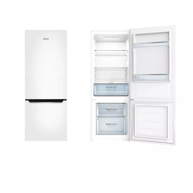 Amica FK244.4(E) freistehende Kühl-Gefrier-Kombination, Gefrierfach unten, 153 l Kühlteil, 52 l Gefrierteil, FrostControl, Energieklasse E