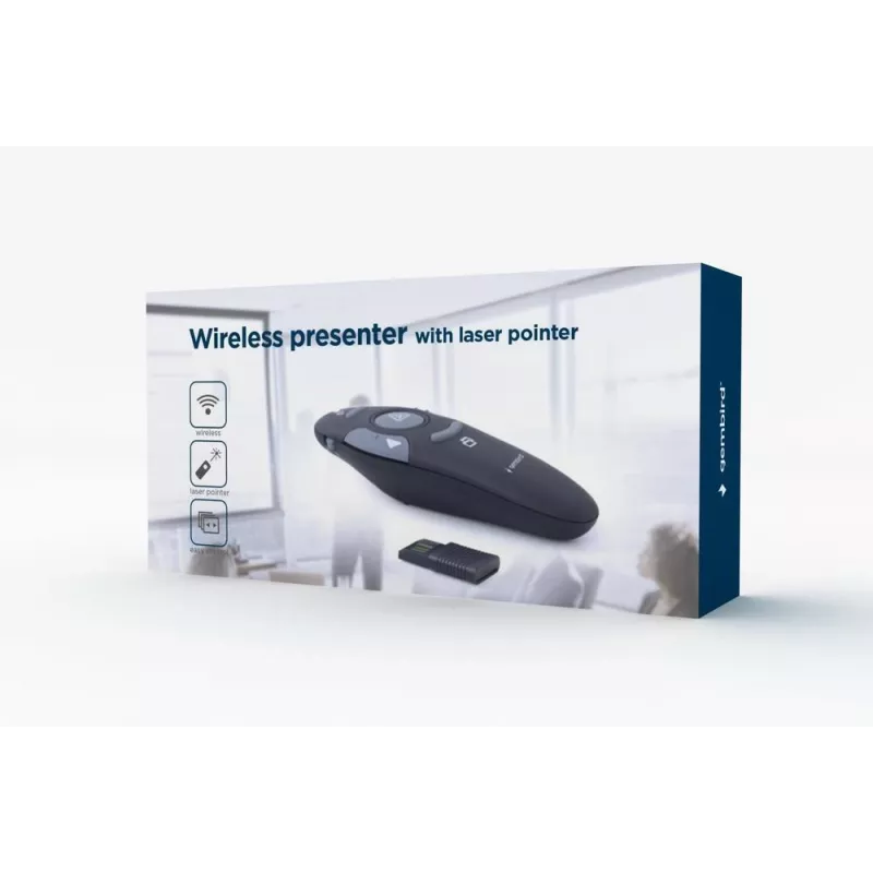 Gembird WP-L-11 Funk-Presenter mit Laserpointer, 2,4 GHz, Schwarz