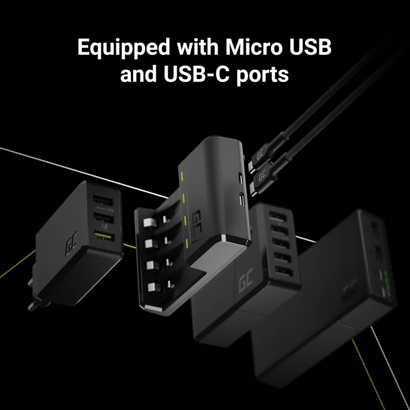 Batterieladegerät Green Cell GC VitalCharger USB, 4-Steckplätze, AA/AAA, USB-betrieben, schwarz