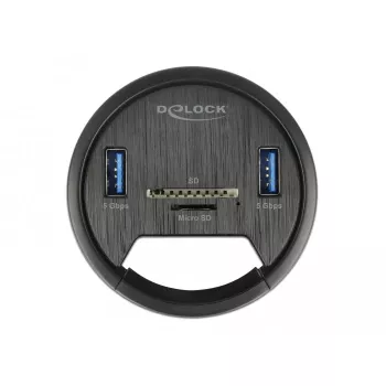 DeLOCK 64152 USB 3.2 Gen 1 Hub, 2 Ports, mit SD/microSD-Kartenleser