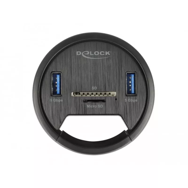 DeLOCK 64152 USB 3.2 Gen 1 Hub, 2 Ports, mit SD/microSD-Kartenleser