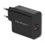 Qoltec 51716 Wandladegerät 63 W, USB-C PD + USB QC 3.0, 5-20 V 1,5-3 A, Schwarz