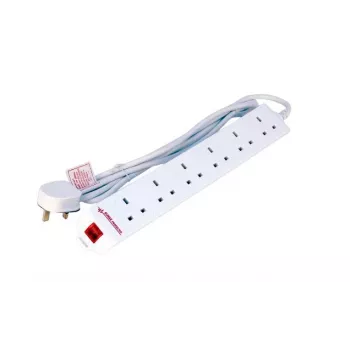 Microconnect MC-UKSURGESTRIP6-5M Stromverlängerung 6 AC-Ausgänge Innenbereich Weiß
