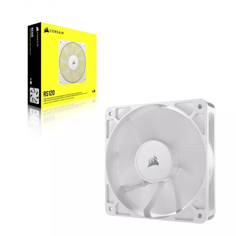 Corsair RS120 CO-9050192-WW 120-mm-PWM-Gehäuselüfter, 420–2100 U/min, Einzelpack, weiß
