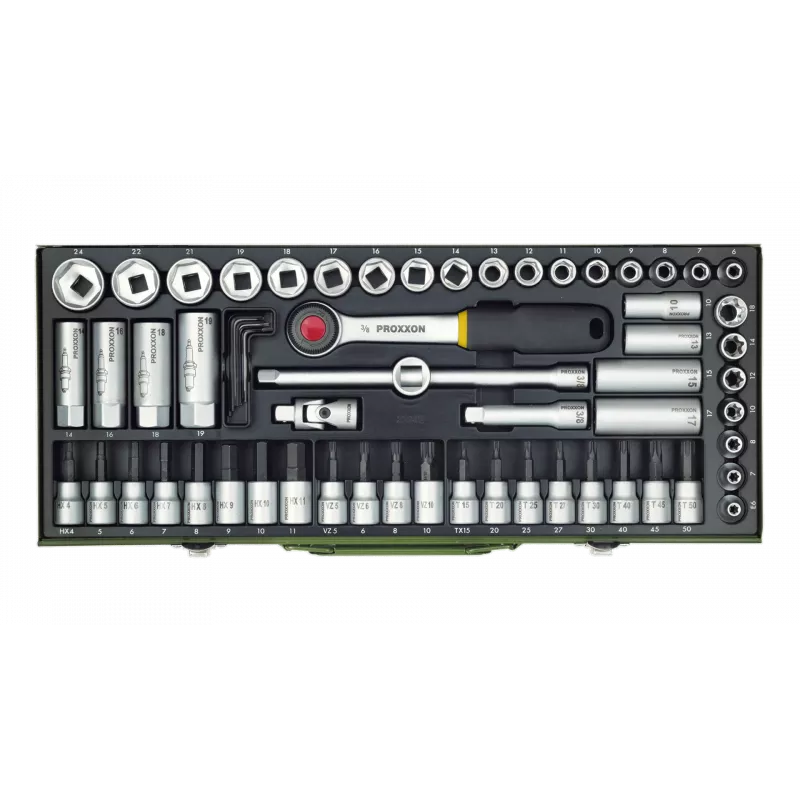 Proxxon | Steck- und Ratschensatz, 3/8 Zoll | 65 Stück