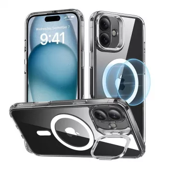 Handyhülle ESR Classic Hybrid für iPhone 16 Plus – transparent mit integriertem Ständer