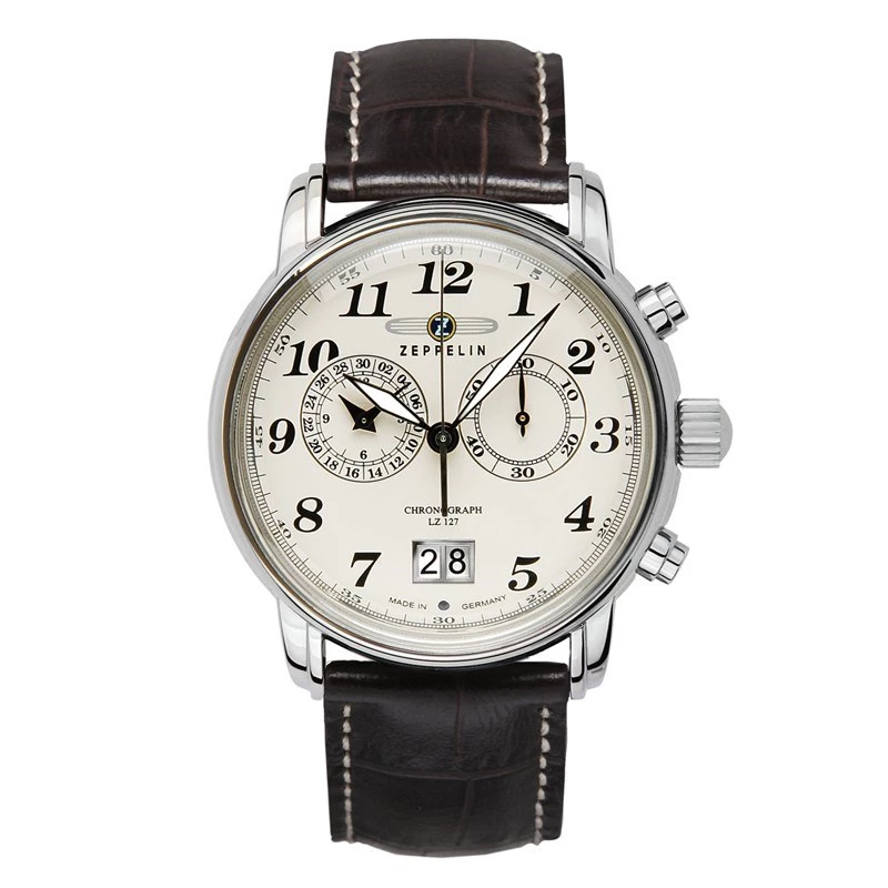 Armbanduhr Zeppelin 7684-5 — Herren-Quarzuhr, Edelstahlgehäuse, 40 mm Durchmesser, 11 mm Höhe, Silber