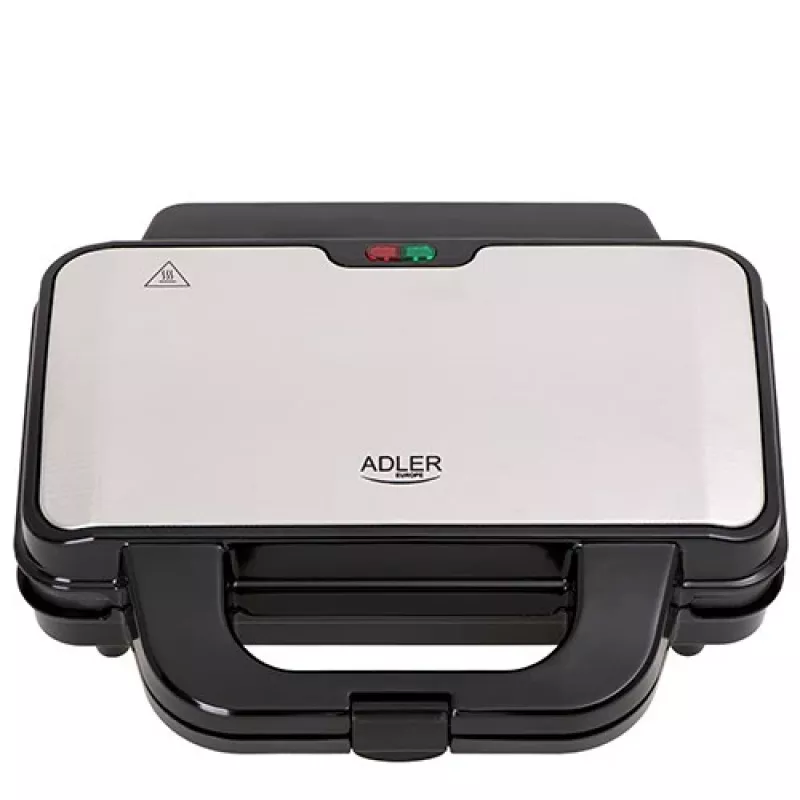 Sandwichmaker Adler AD 3043, 1300 W, Antihaftplatten, 2 Sandwiches, Kochfläche 285 × 152 mm, schwarz