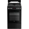 Freistehender Herd BEKO FSM52331DBDS, Gaskochfeld 4 Brenner (2900/2000/2000/1000 W), Elektrobackofen 60 L, 60 cm, Energieeffizienzklasse A, schwarz