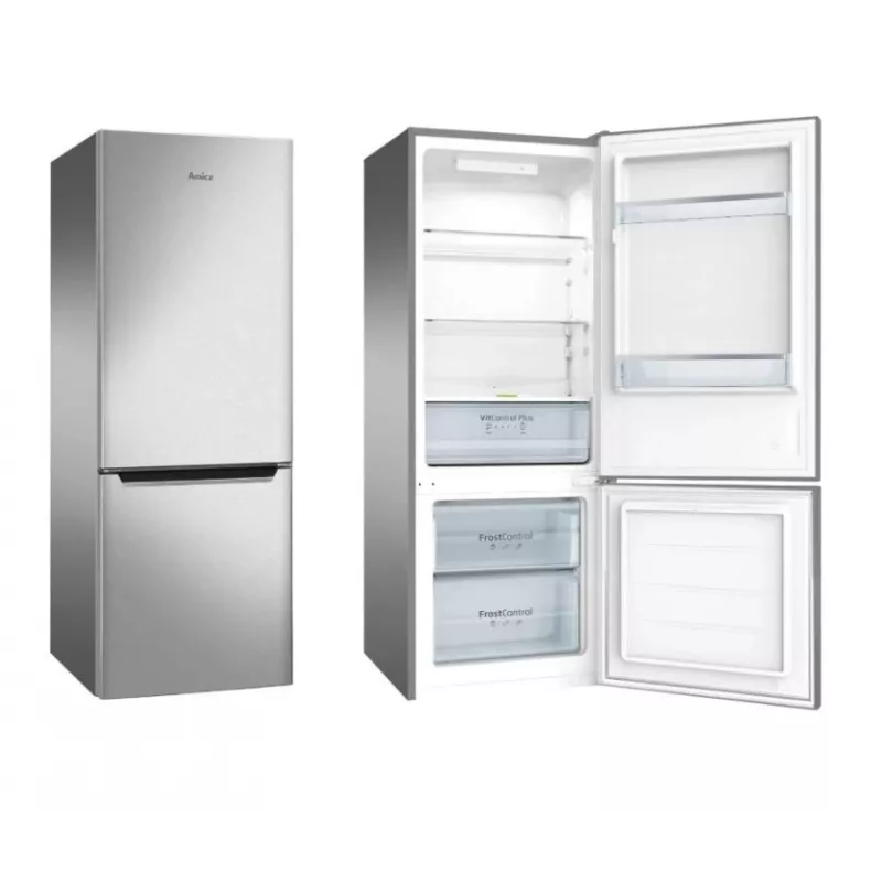 Amica FK244.4X(E) freistehende Kühl-Gefrier-Kombination, Gefrierfach unten, 153 l Kühlteil, 52 l Gefrierteil, FrostControl, Energieklasse E