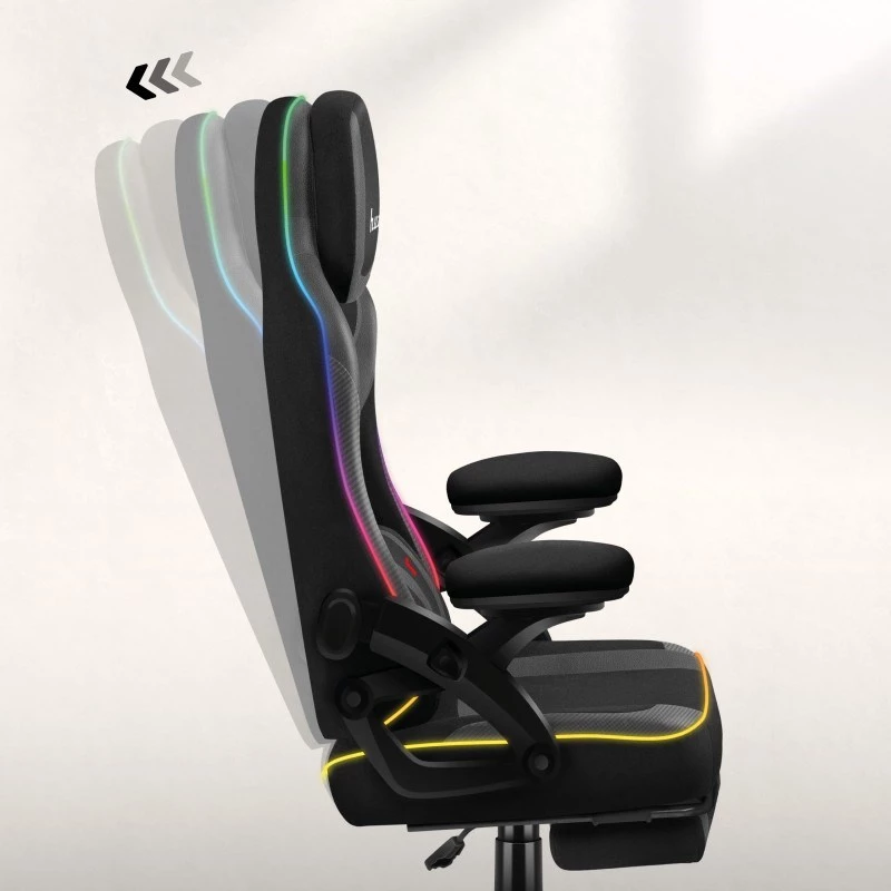 Gaming-Stuhl huzaro HZ-FORCE 4.6 RGB Schwarz Mesh — ergonomisch, höhenverstellbar, RGB-Beleuchtung, Stoffsitz, max. 130 kg