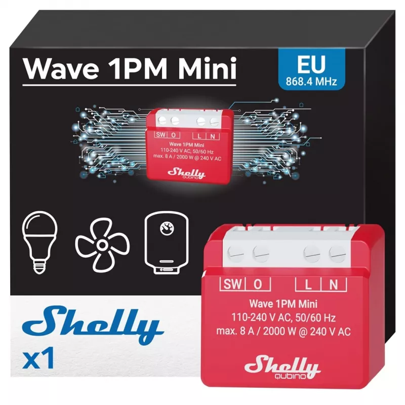 Shelly Wave 1PM Mini LR Z-Wave-Relais, Leistungsmessung