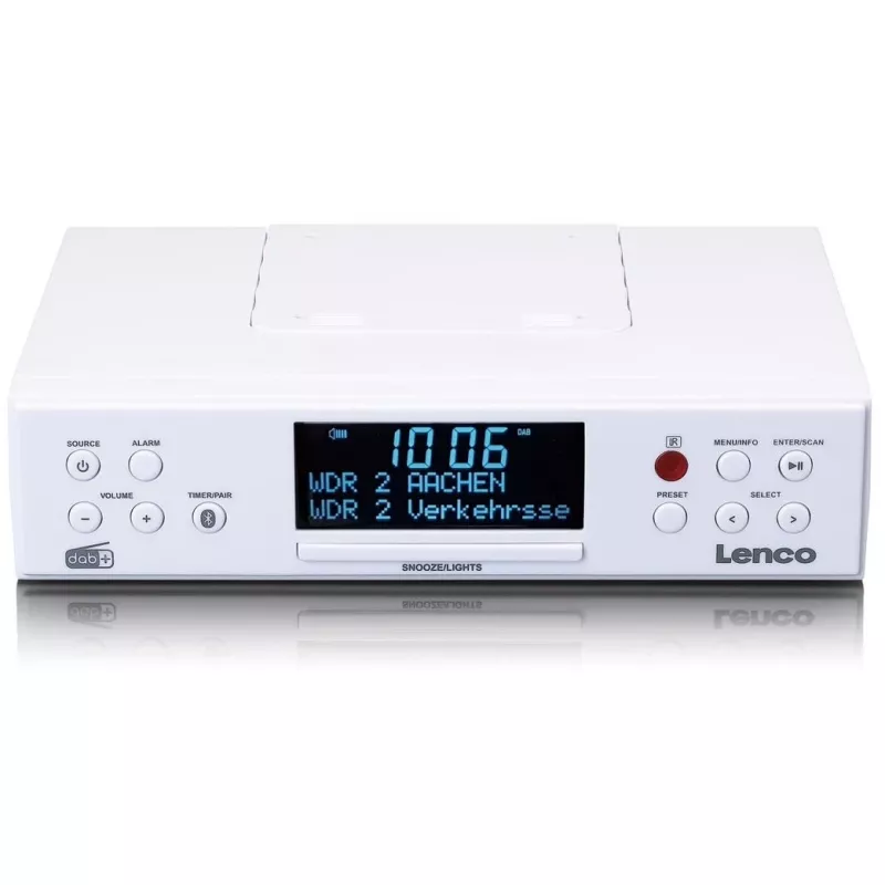 Lenco KCR-190WH Unterbau-Küchenradio mit PLL-FM, DAB+ und Bluetooth, Weiß