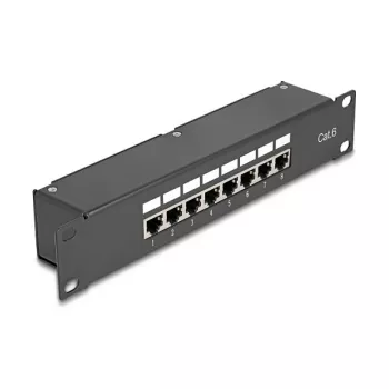DeLOCK 10 Zoll Kupplungs-Patchpanel 8 Ports Cat.6 RJ45 Schwarz 1U