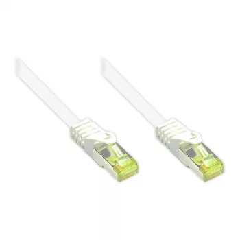 RJ45 Patchkabel mit Cat.7 Rohkabel und Rasthebelschutz (RNS®), S/FTP, PiMF, halogenfrei, 600 MHz, OFC, weiß, 3 m, Good Connections® (8070R-030W)