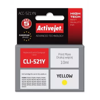 Activejet ACC-521YN Tinte, Ersatz für Canon CLI-521Y, Supreme, 10 ml, gelb