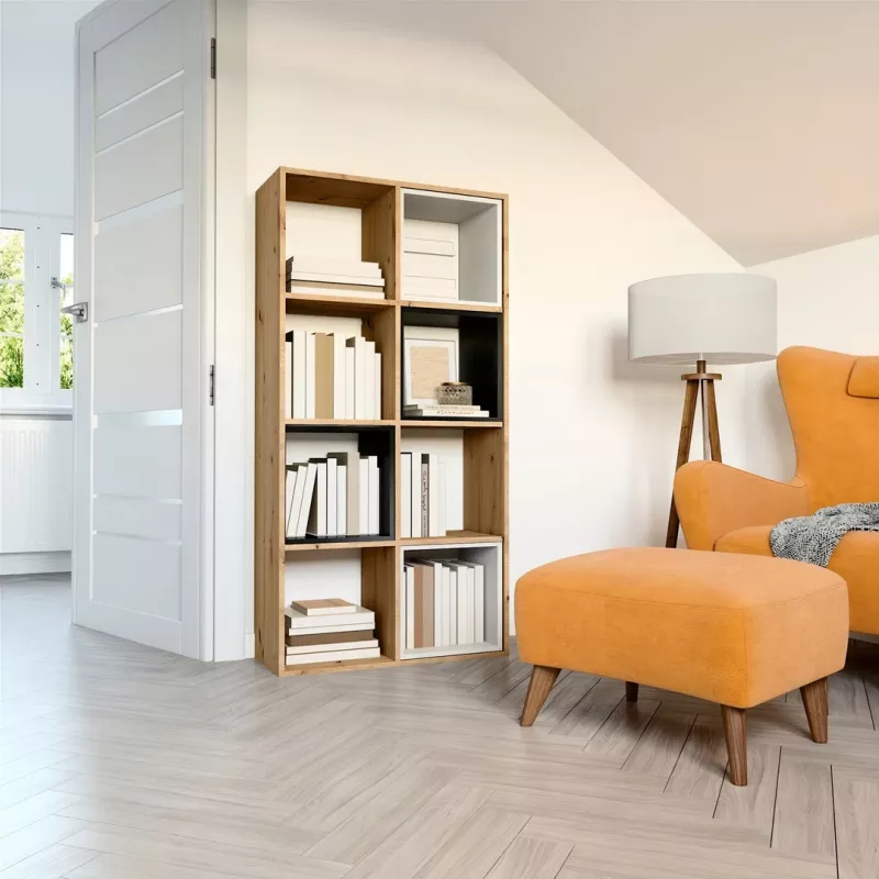 Top E Shop MALAX 2X4 ARTISAN Bücherregal für das Wohnzimmer