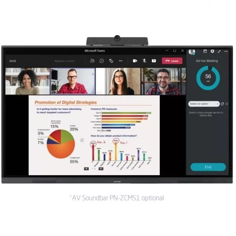 Sharp PN-L752B interaktives Whiteboard 190,5 cm (75 Zoll) 3840 x 2160 Pixel Touchscreen Schwarz