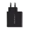 Qoltec 51716 Wandladegerät 63 W, USB-C PD + USB QC 3.0, 5-20 V 1,5-3 A, Schwarz