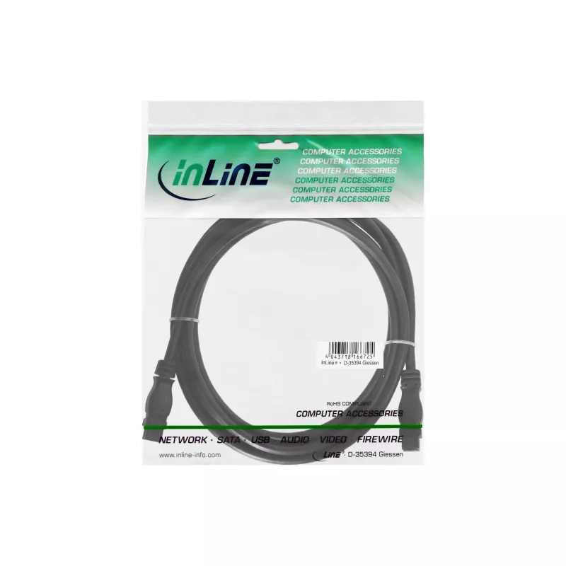 FireWire-800-Kabel InLine 39902 1,8 m Stecker/Stecker Schwarz