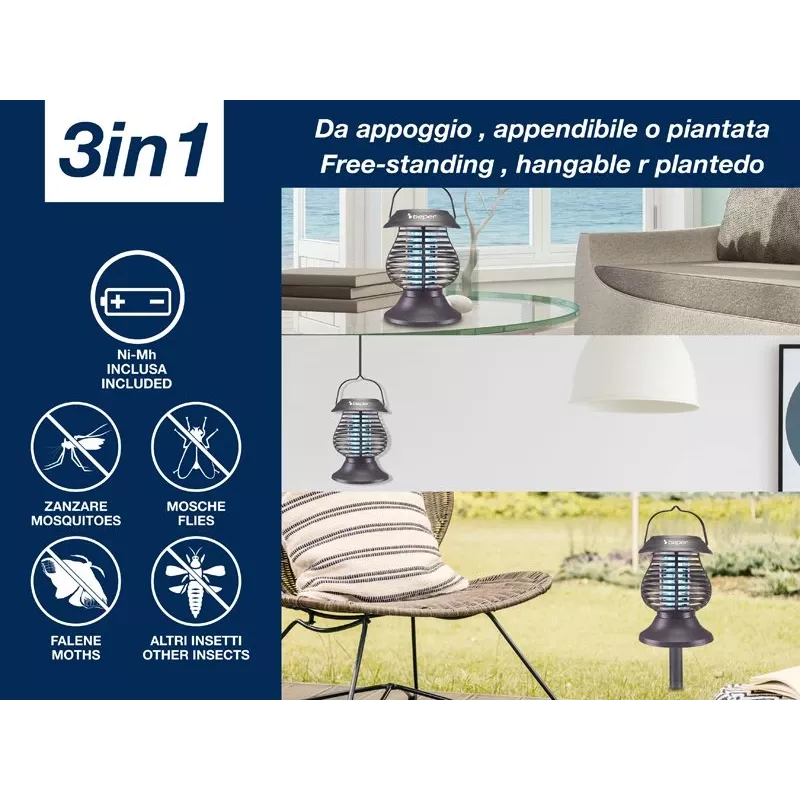 Beper P206ZAN111 Solar-Laterne Insektenvernichter, UV-A-Lampe