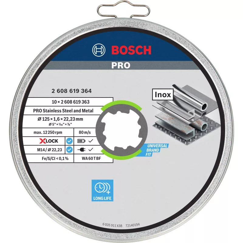 Bosch X-LOCK Trennscheibe, gerade, 125 mm, 10 Stück