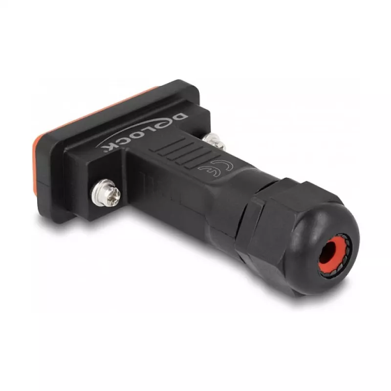 DeLOCK D-Sub HD 26-polige Buchse IP67 wasserdicht schwarz orange