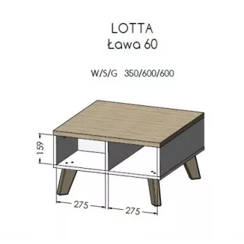 Cama LOTTA 60 Couchtisch weiß/Sonoma-Eiche